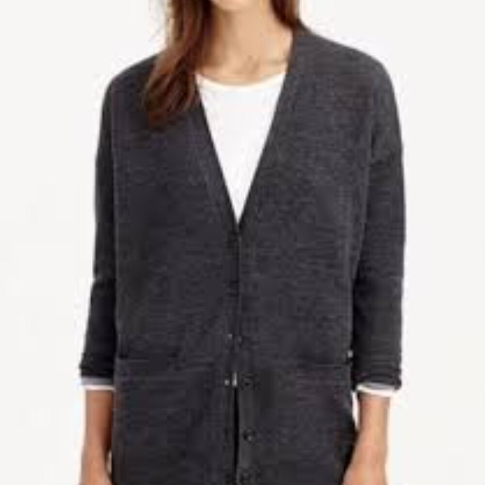 ✅ J. Crew Merino Wool Minimalist Sweater Cardigan Button Down SMALL DARK GREY‎